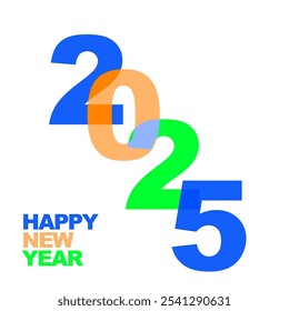 Happy New year 2025 vector illustration eps multicolour blue green orange 