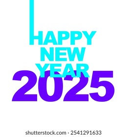 Happy New year 2025 vector illustration eps cyan blue purple 