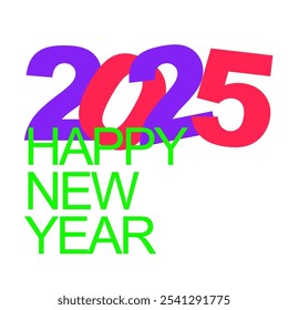 Happy New year 2025 vector illustration eps red purple green 
