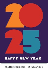Happy new year 2025. Vector design
