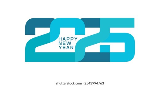 Feliz año Nuevo 2025 diseño de Vector. Nuevo año 2025 Plantilla de diseño con números azules superpuestos