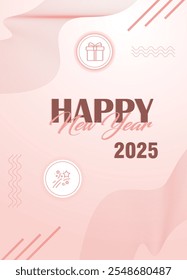 Feliz año Nuevo 2025 Vector tarjeta de felicitación diseño cartel