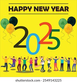 Happy New Year 2025 Vector Design Celebration 