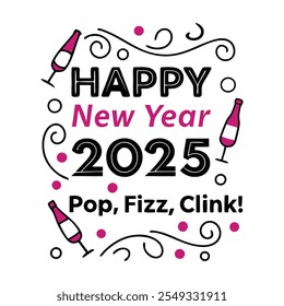 FELIZ AÑO NUEVO 2025 Diseño de Vector