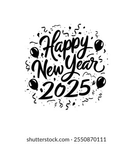Feliz Ano Novo 2025 Ilustração Vetorial