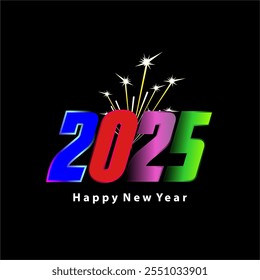 feliz ano novo 2025 vetor para vários fins, como saudações, celebrações, impressões e assim por diante
