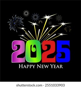 feliz ano novo 2025 vetor para vários fins, como saudações, celebrações, impressões e assim por diante