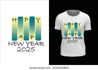 Happy new year 2025 vector illustration for t shirt design.