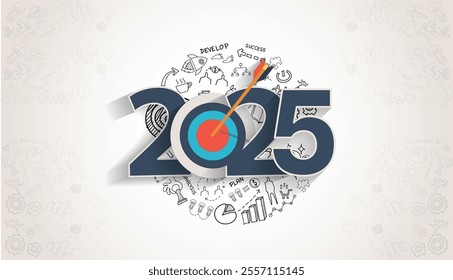 Happy new year 2025 vector design and happy new year 2025 goals