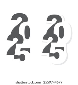 Happy New Year 2025, vector, icon, sticker.