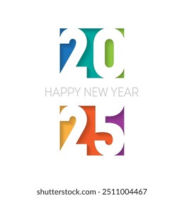 Happy new year 2025, vertical banner. Cover of business diary for 2025 with wishes. The art of cutting paper. Brochure or calendar cover design template.