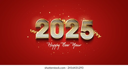 happy new year 2025 with a very luxurious and elegant. Design number 2025.