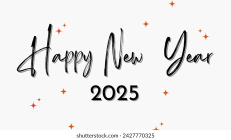 Happy New Year 2025 very amazing and magnificent script text hand lettering. Design template Celebration typography poster, banner or greeting card for Merry Christmas and happy new year. Vector