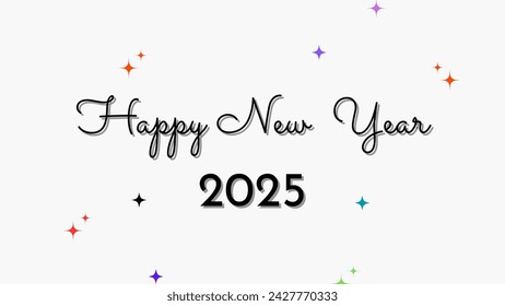 Feliz Año Nuevo 2025 muy increíble y magnífico texto de escritura manuscrita. Plantilla de diseño Cartel de tipografía de celebración, banner o tarjeta de felicitación para Feliz Navidad y feliz año nuevo. Vector