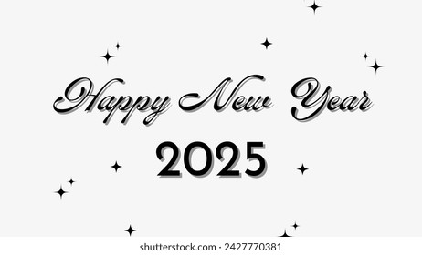 Happy New Year 2025 very amazing and magnificent script text hand lettering. Design template Celebration typography poster, banner or greeting card for Merry Christmas and happy new year. Vector