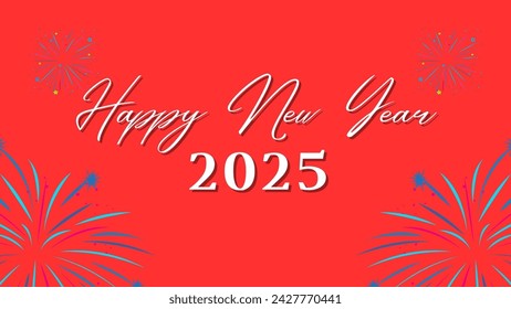 Happy New Year 2025 very amazing and magnificent script text hand lettering. Design template Celebration typography poster, banner or greeting card for Merry Christmas and happy new year. Vector