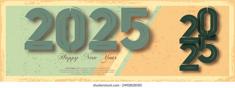 Happy New Year 2025. vintage realistic decoration and elegant number for Celebrate 2025 party, calender and poster