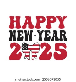 Happy New Year 2025 new vintage Graphic design