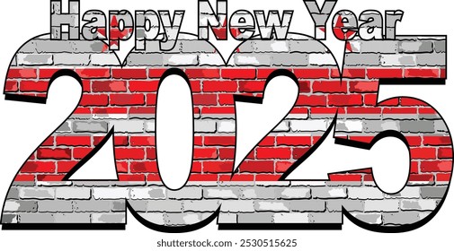 Happy New Year 2025 with Washington, D.C. flag inside - Illustration,
2025 HAPPY NEW YEAR NUMERALS