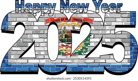 Happy New Year 2025 with West Virginia flag inside - Illustration,
2025 HAPPY NEW YEAR NUMERALS