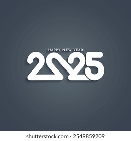 Happy new year 2025 white text design on elegant dark background vector