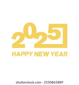 Happy new year 2025 White background Text logo design Vector illustration