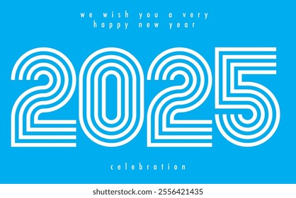 happy new year 2025 white color with cyan color background. happy new year 2025 text design. the template of business diary for 2025 happy new year.