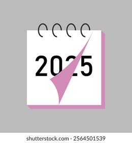 Happy New Year 2025 winter holiday calendar design template. End of 2024 and beginning of 2025. Сoncept of the beginning of the New Year. Page turns over and the new year begins. Flat vector.