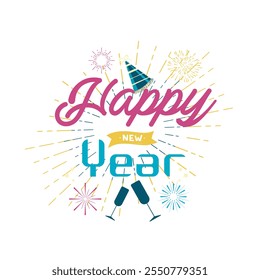 Happy new year 2025 wish t shirt text typography design