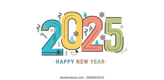 Happy New Year 2025 with wishes banner Vector illustration