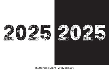Happy New Year 2025 with wishes banner Vector illustration  on white and black background. EPS 10