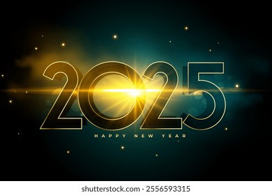 happy new year 2025 wishes background with light effect vector