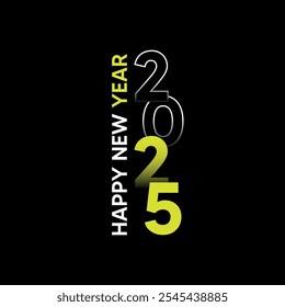 Happy new year 2025 wishing design post for instagram and facebook. Celebrate 2025 with Bold and elegant New Year design perfect for greetings and party invites.