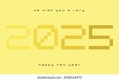 Feliz Año Nuevo 2025 Color monocromo amarillo con fondo de color amarillo. Feliz Año Nuevo 2025 Diseño de texto. La Plantilla del diario de negocios para 2025 Feliz Año Nuevo.