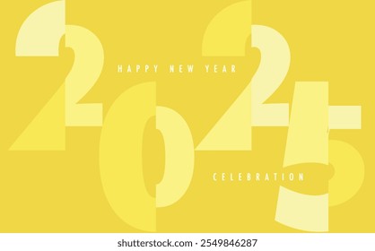 Feliz Año Nuevo 2025 Color monocromo amarillo con fondo de color verde. Feliz Año Nuevo 2025 Diseño de texto. La Plantilla del diario de negocios para 2025 Feliz Año Nuevo.