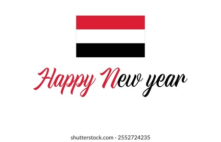 Happy New Year 2025 Yemen on a which background, Vector design of Happy New Year with flag of Yemen, Happy New Year in the colors of Yemen flag, Typographic design of Happy new year