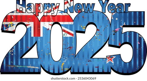 Happy New Year 2025 with New Zealand flag inside - Illustration,
2025 HAPPY NEW YEAR NUMERALS