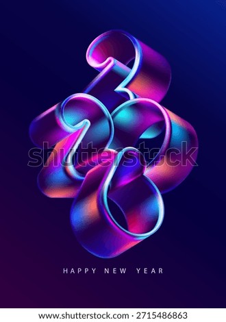 Happy New Year 2026. 3D color numbers in liquid glass style . Holiday colorful numbering design.	
