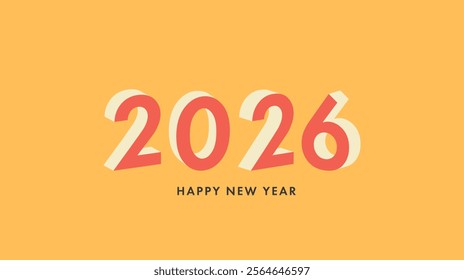 Happy New Year 2026 background with 3D numbers. Vector illustration