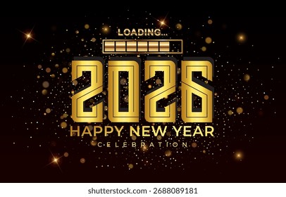 happy new year 2026 background with golden text and beautiful shiny sparkle