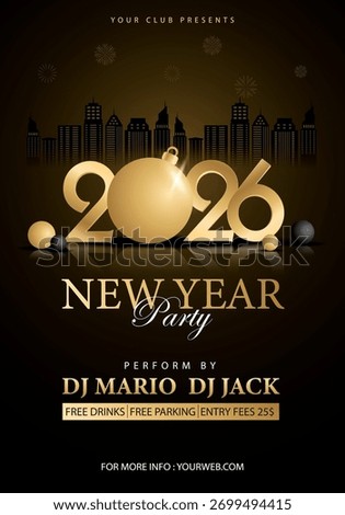 Happy New Year 2026 Background for Flyers and Greetings Card or new year themed party invitation. Creative vector illustration design.