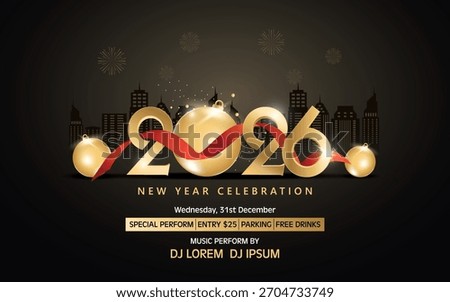 Happy New Year 2026 Background for Greetings Card or new year themed party invitation. Creative vector illustration design.