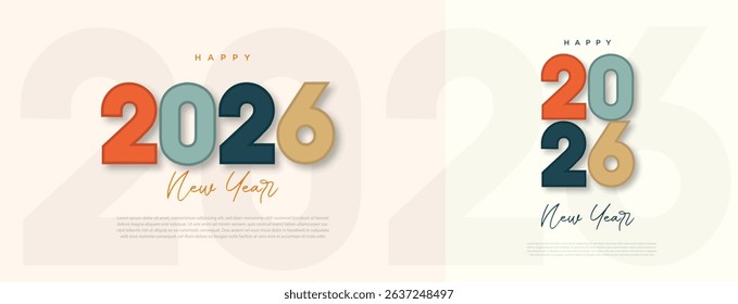 happy new year 2026 with beautiful and subtle coloring. 2026 number design.for flyers, banners and calendars 2026.