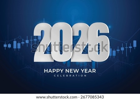 happy new year 2026 with candlestick chart background 