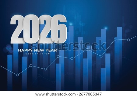 happy new year 2026 with candlestick chart background 