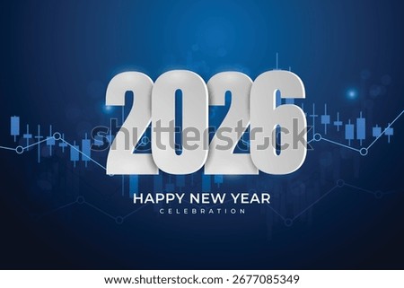 happy new year 2026 with candlestick chart background 