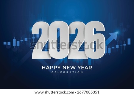 happy new year 2026 with candlestick chart background 