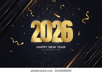 happy new year 2026 celebration with golden luxury background
