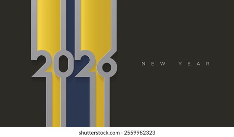 Happy New Year 2026 with combination between number and line. 2026 New Year background for cover, calendar and card