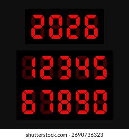 Happy new year 2026 countdown. Happy new year 2026 vector illustration with counter. Electric meter with numbers. Display of odometer. Dial with watt. Gauge panel of device.